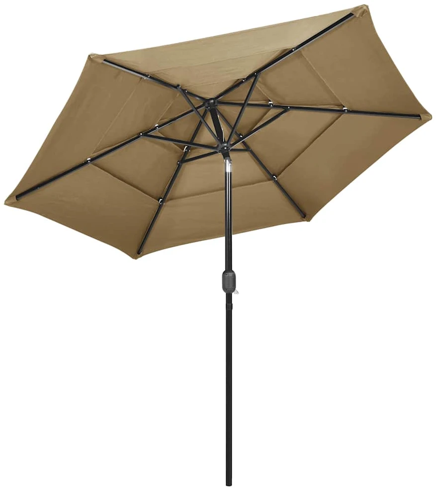 Sodo skėtis su aliuminio stulpu, taupe, 2,5m, 3 aukščių