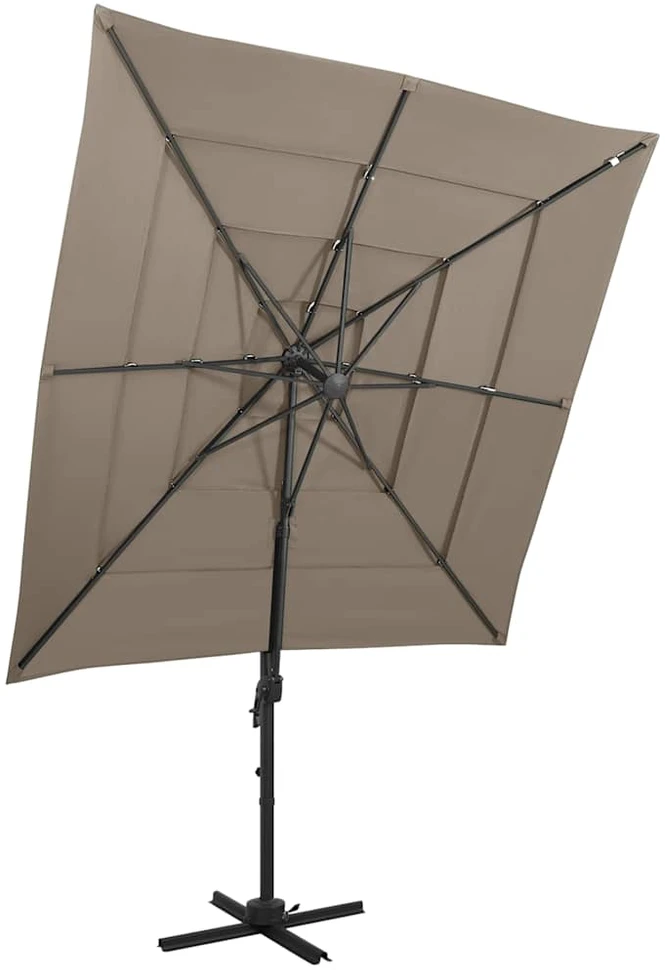 Sodo skėtis su aliuminio stulpu, taupe, 250x250cm, 4 aukščių