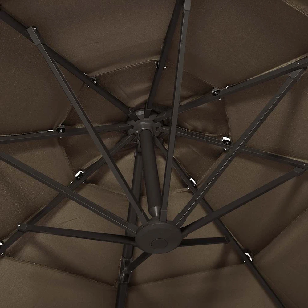 Sodo skėtis su aliuminio stulpu, taupe, 3x3m, 4 aukščių