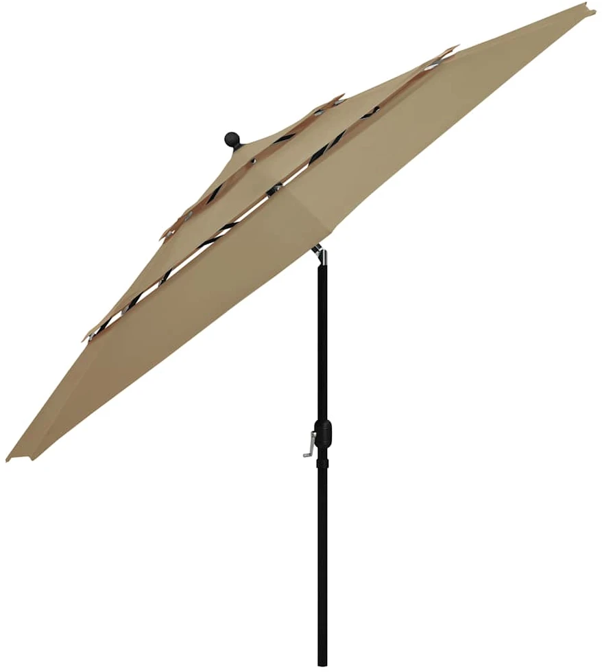 Sodo skėtis su aliuminio stulpu, taupe spalvos, 3,5m, 3 aukščių