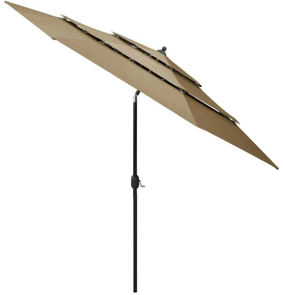 Skėtis nuo saulės su aliuminiu stulpu, taupe, 3m, 3 aukščių