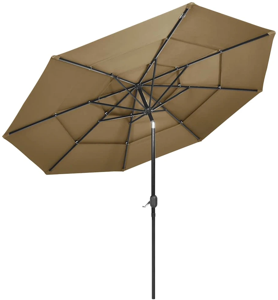 Skėtis nuo saulės su aliuminiu stulpu, taupe, 3m, 3 aukščių