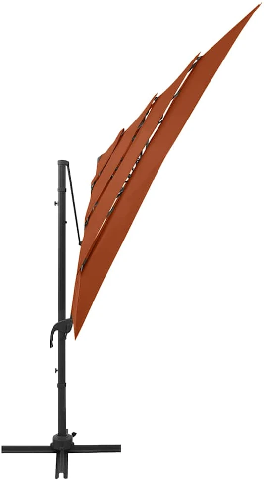 Sodo skėtis su aliuminio stulpu, terakota, 250x250cm, 4 aukščių
