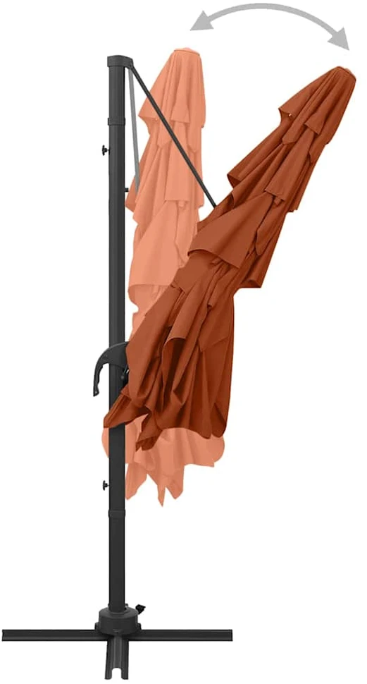 Sodo skėtis su aliuminio stulpu, terakota, 250x250cm, 4 aukščių