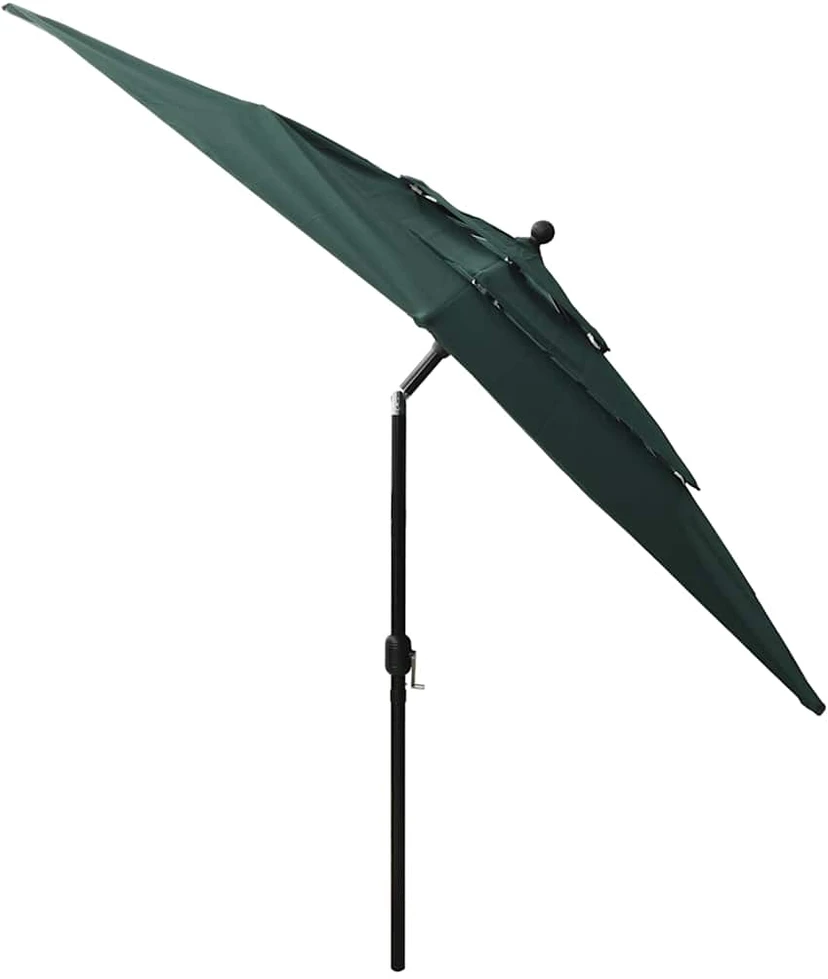 Sodo skėtis su aliuminio stulpu, žalias, 2,5x2,5m, 3 aukščių