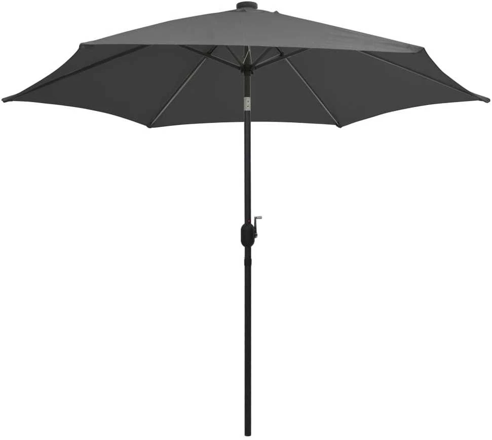Sodo skėtis su LED ir aliuminio stulpu, antracito, 300cm