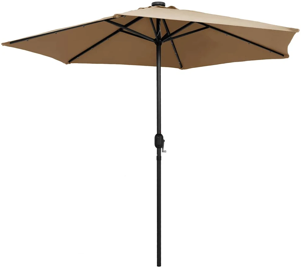 Sodo skėtis su LED ir aliuminio stulpu, taupe, 270cm