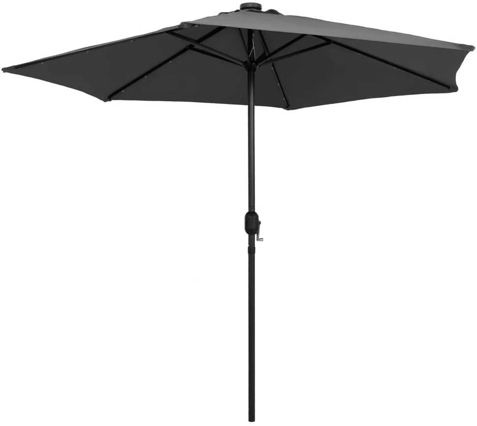 Sodo skėtis su LED ir aliuminio stulpu, antracito, 270cm