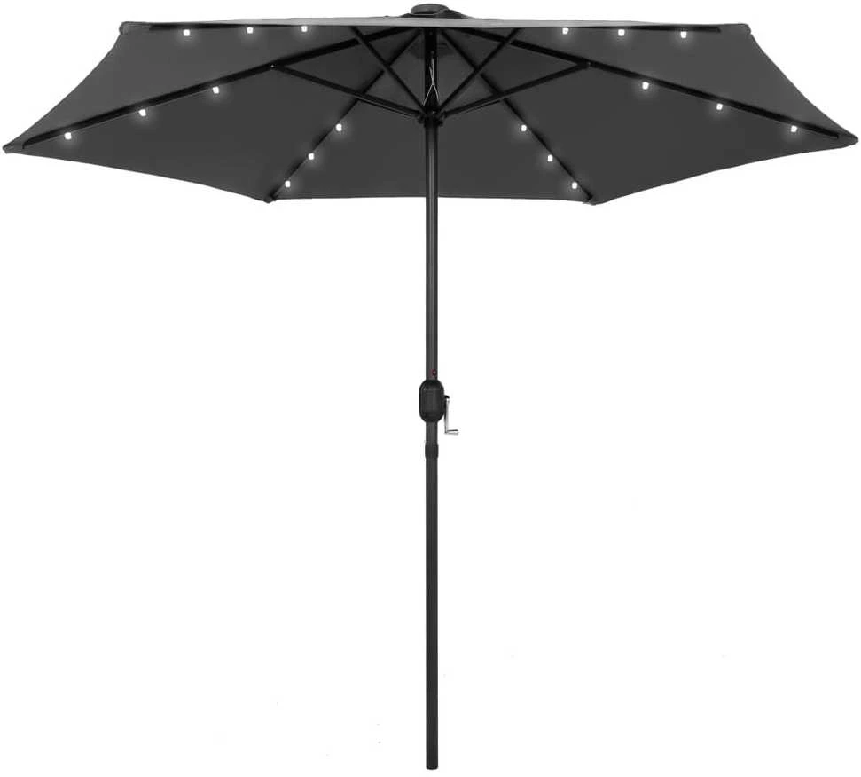 Sodo skėtis su LED ir aliuminio stulpu, antracito, 270cm