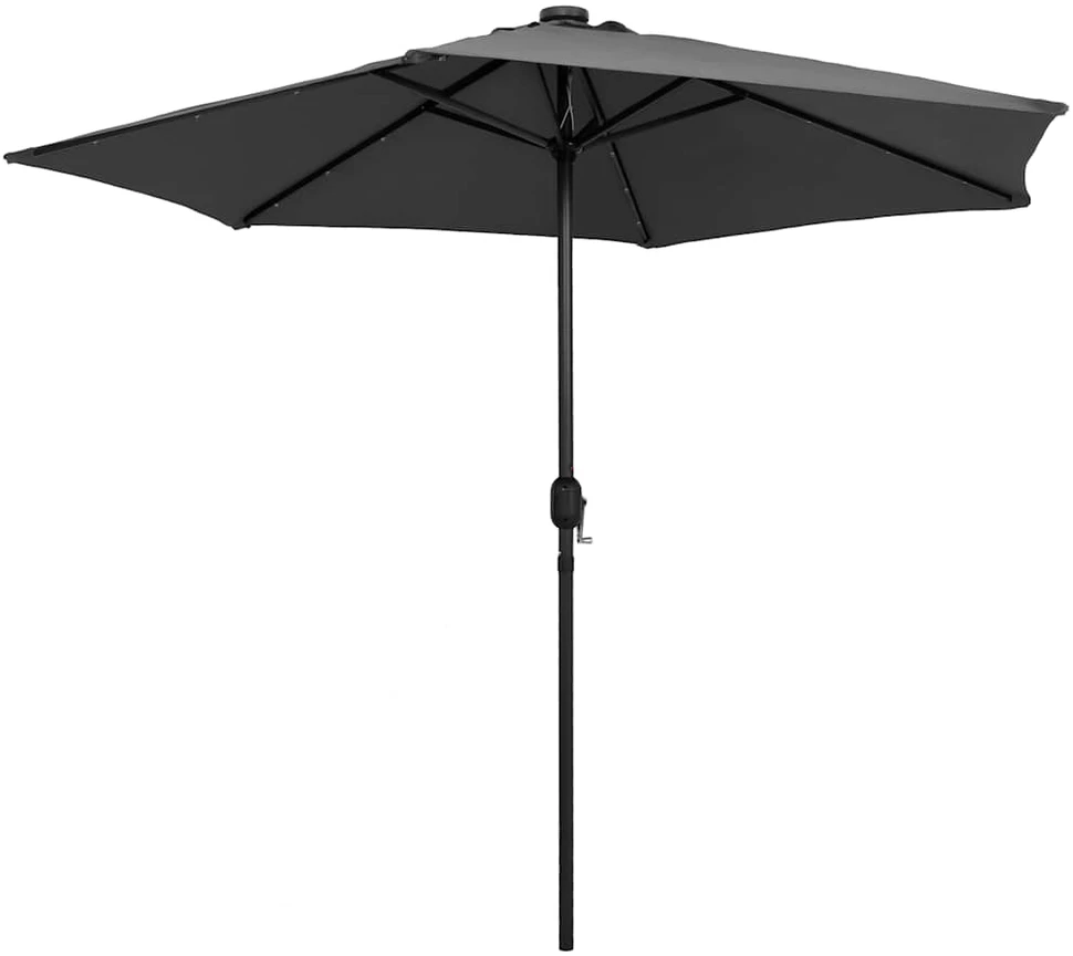 Sodo skėtis su LED ir aliuminio stulpu, antracito, 270cm