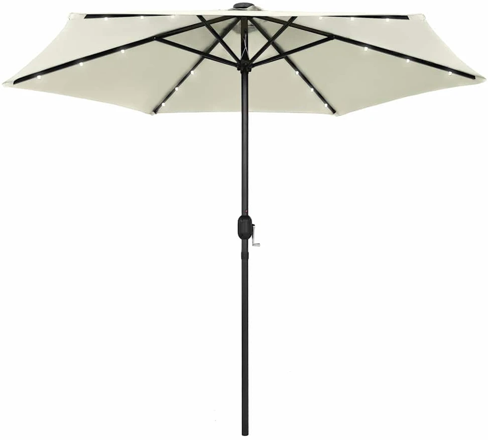 Sodo skėtis su LED ir aliuminio stulpu, smėlio baltas, 270cm
