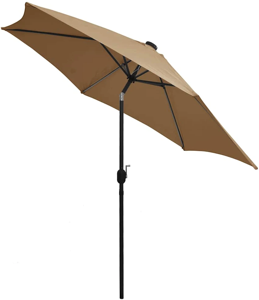 Sodo skėtis su LED ir aliuminio stulpu, taupe, 300cm