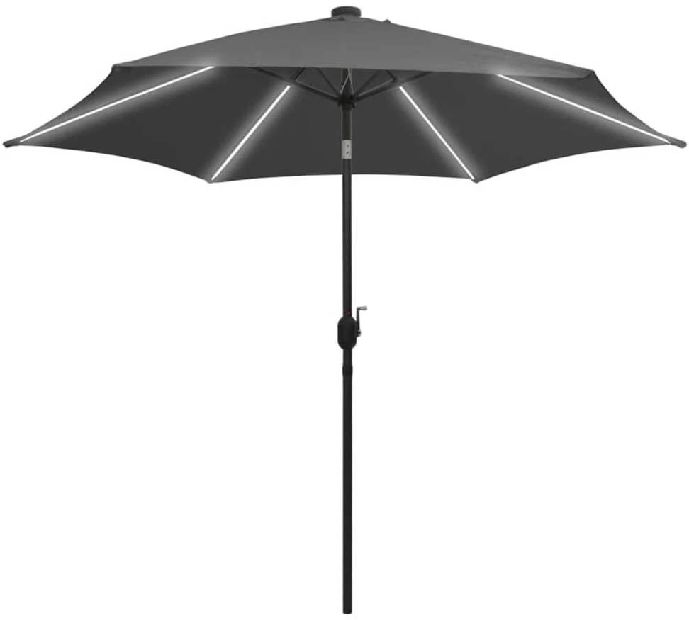 Sodo skėtis su LED ir aliuminio stulpu, antracito, 300cm