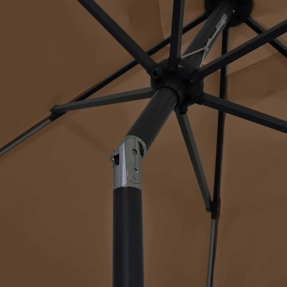 Sodo skėtis su LED ir aliuminio stulpu, taupe, 300cm