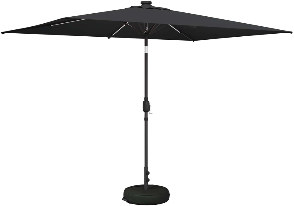 Sodo skėtis su LED šviesomis ir standu 2 x 3 m Poliesteris