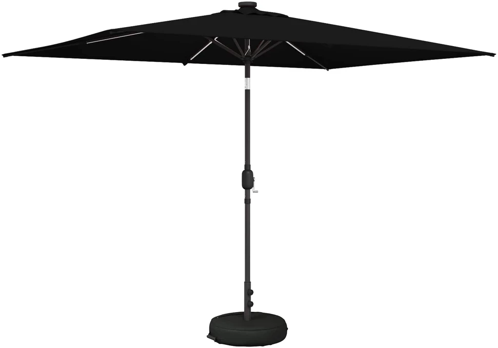 Sodo skėtis su LED šviesomis ir standu 2 x 3 m Poliesteris
