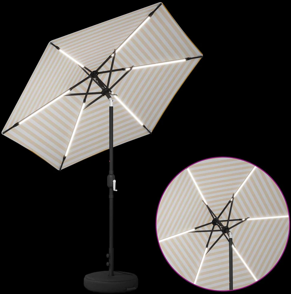Sodo skėtis su LED šviesomis ir standu 2,3 x 2,3 m Poliesteris