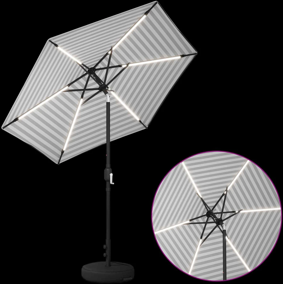 Sodo skėtis su LED šviesomis ir standu 2,3 x 2,3 m Poliesteris
