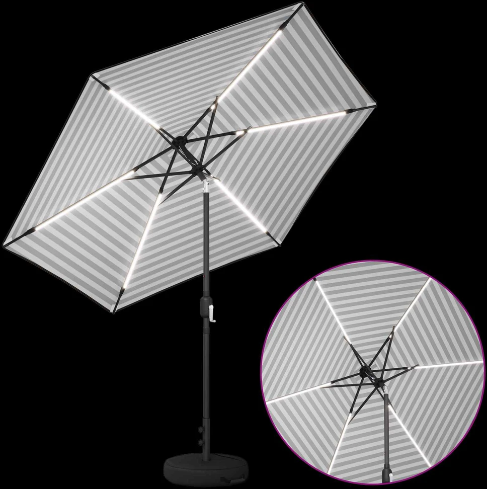 Sodo skėtis su LED šviesomis ir standu 2,7 x 2,7 m Poliesteris