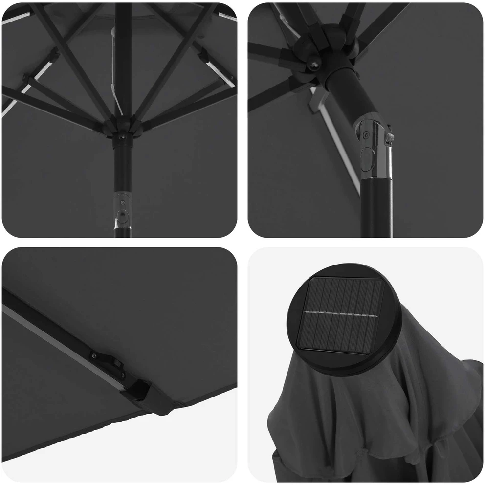 Sodo skėtis su LED šviesomis ir standu 270 x 270 cm Poliesteris