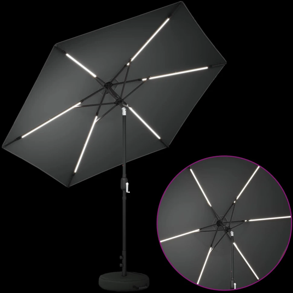 Sodo skėtis su LED šviesomis ir standu 270 x 270 cm Poliesteris
