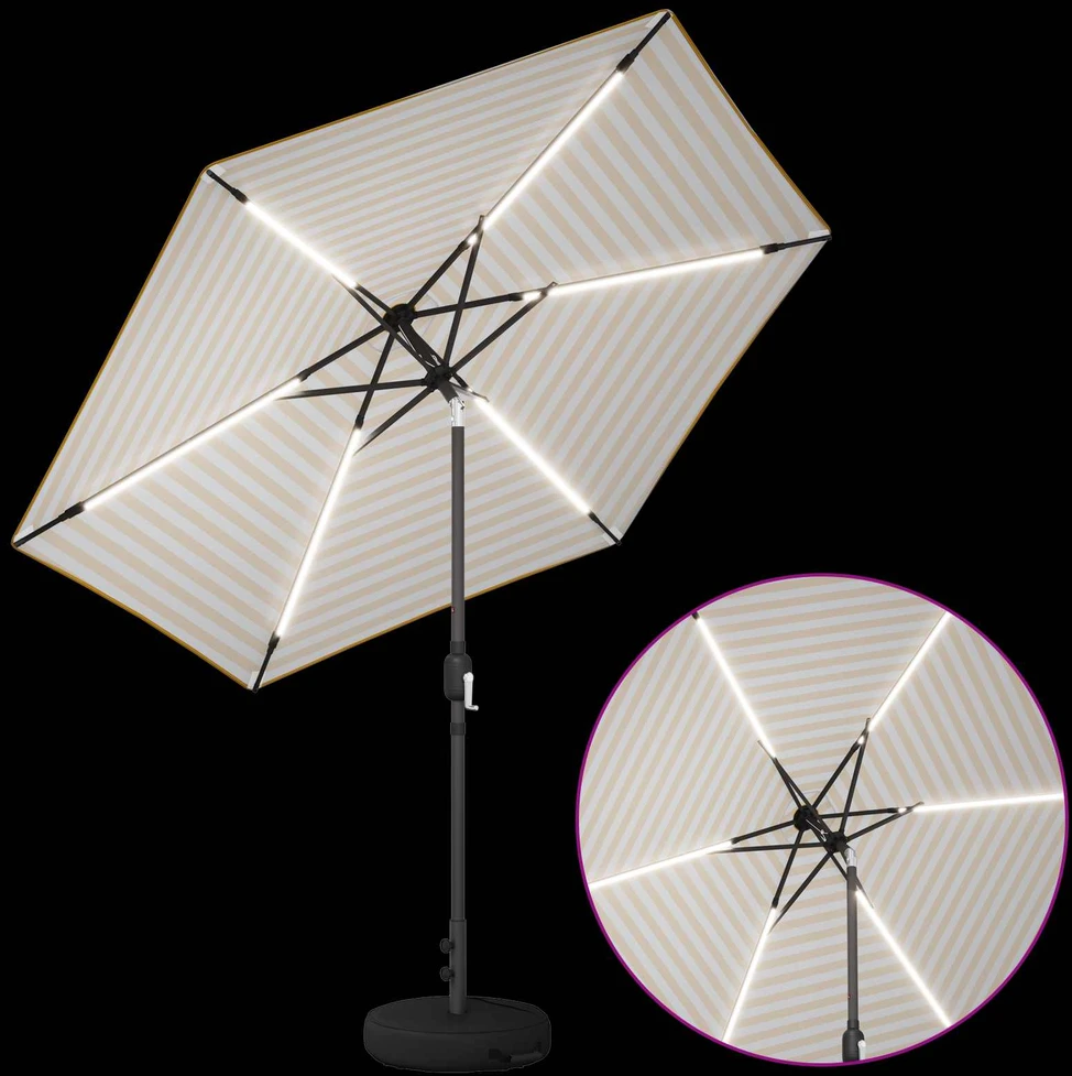 Sodo skėtis su LED šviesomis ir standu 2,7 x 2,7 m Poliesteris