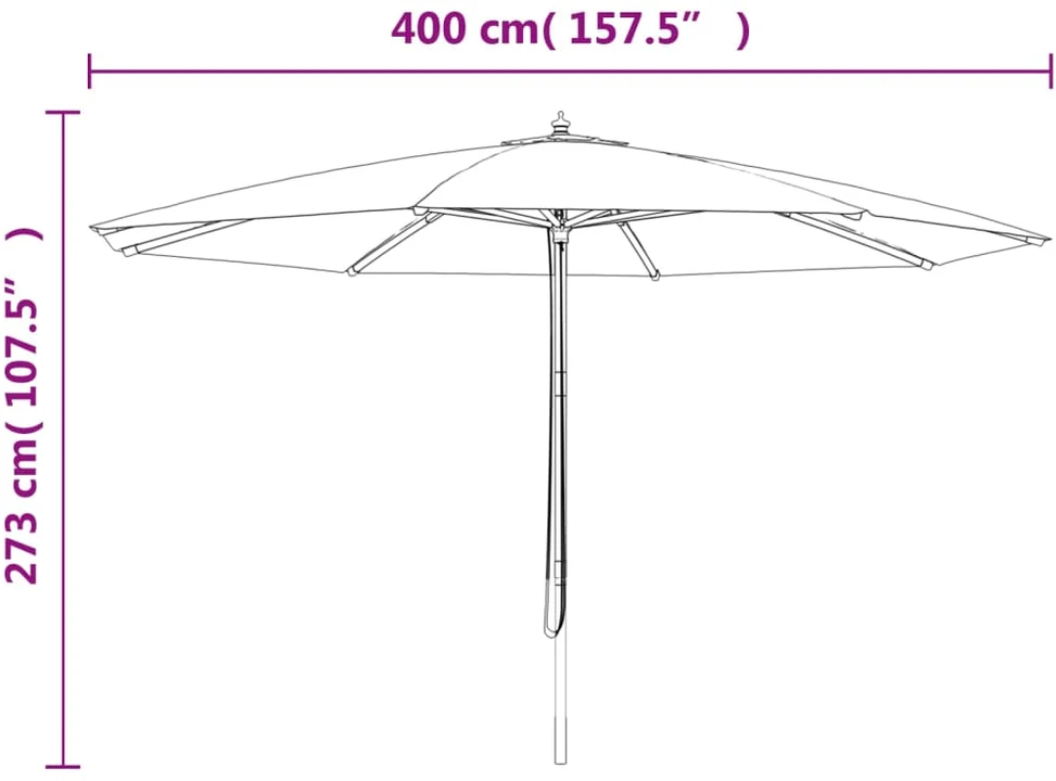 Sodo skėtis su mediniu stulpu, antracito spalvos, 400x273cm