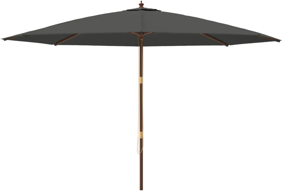 Sodo skėtis su mediniu stulpu, antracito spalvos, 400x273cm