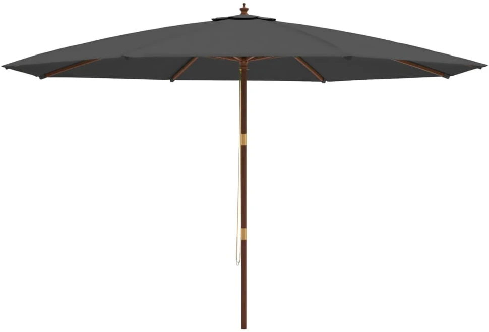 Sodo skėtis su mediniu stulpu, antracito spalvos, 400x273cm
