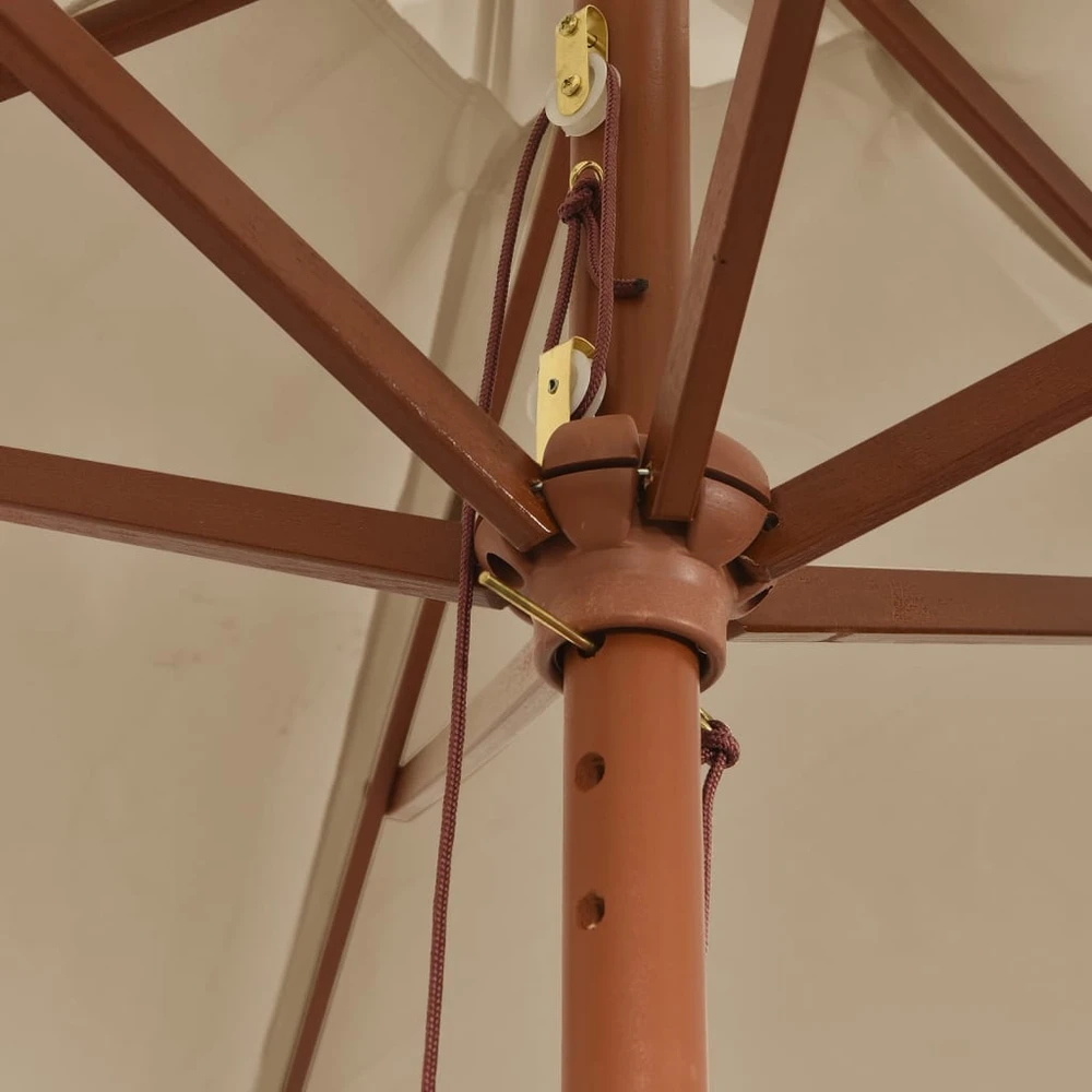 Sodo skėtis su mediniu stulpu, taupe spalvos, 299x240cm