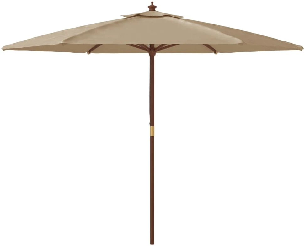 Sodo skėtis su mediniu stulpu, taupe spalvos, 299x240cm