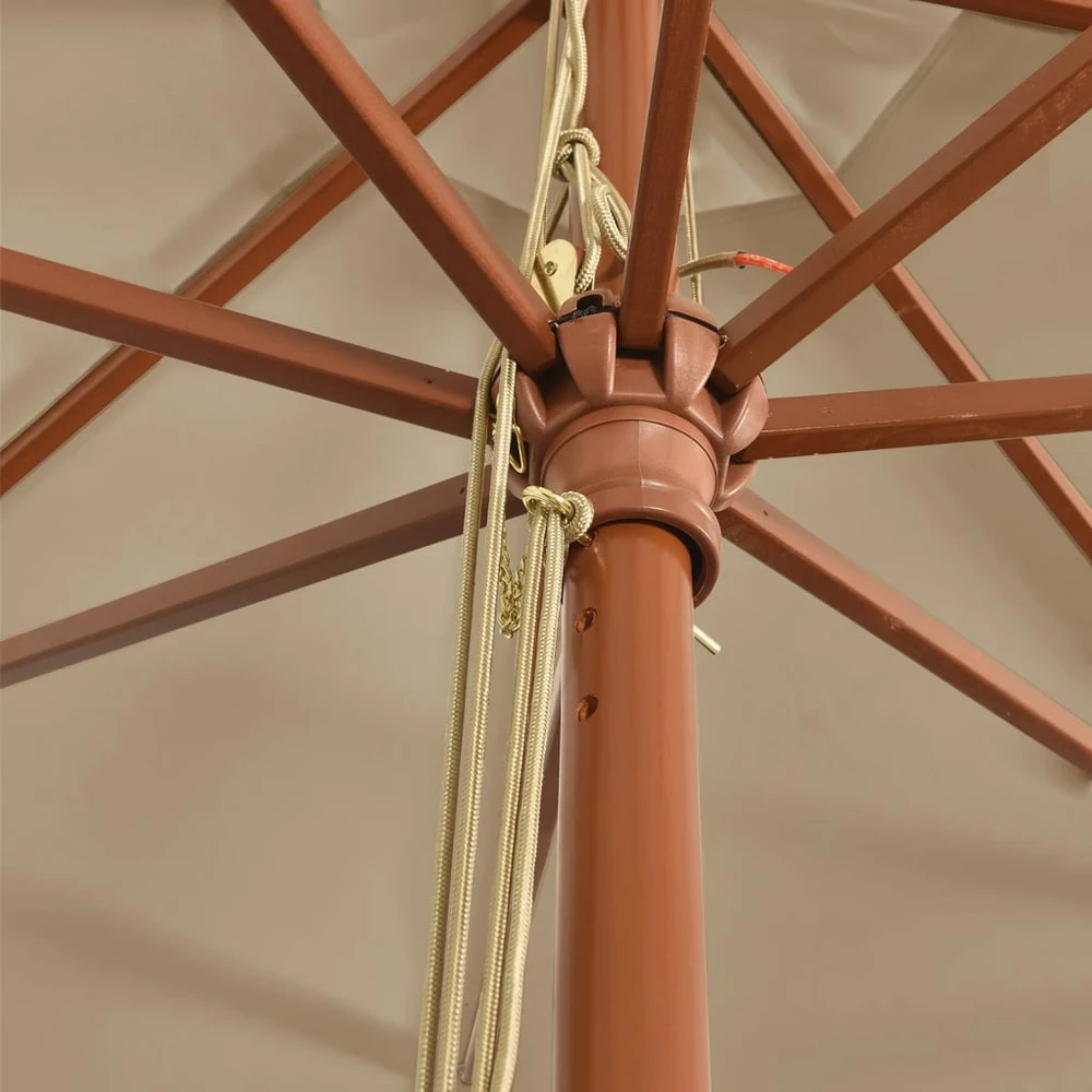 Sodo skėtis su mediniu stulpu, taupe spalvos, 400x273cm