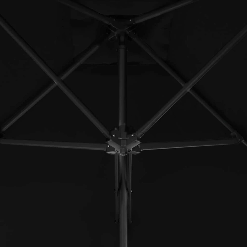 Sodo skėtis su plieniniu stulpu, juodos spalvos, 300x230cm