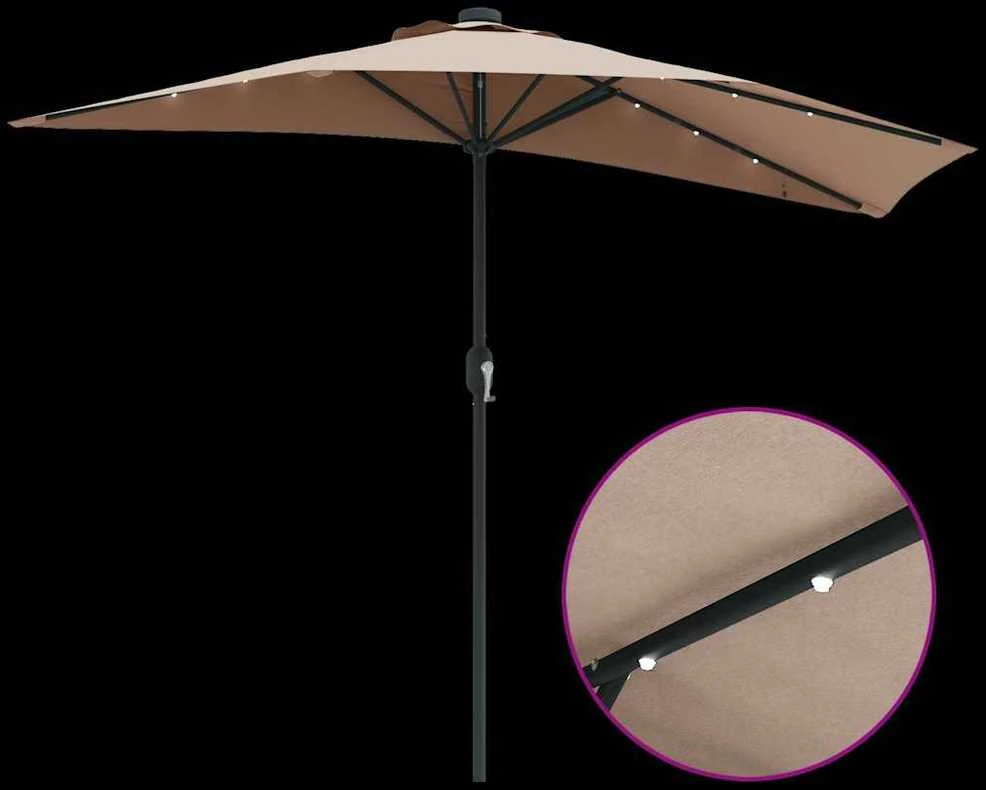 Sodo skėtis 294 x 150 x 224 cm Poliesteris ir plienas Taupe
