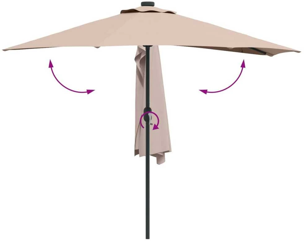 Sodo skėtis 294 x 150 x 224 cm Poliesteris ir plienas Taupe