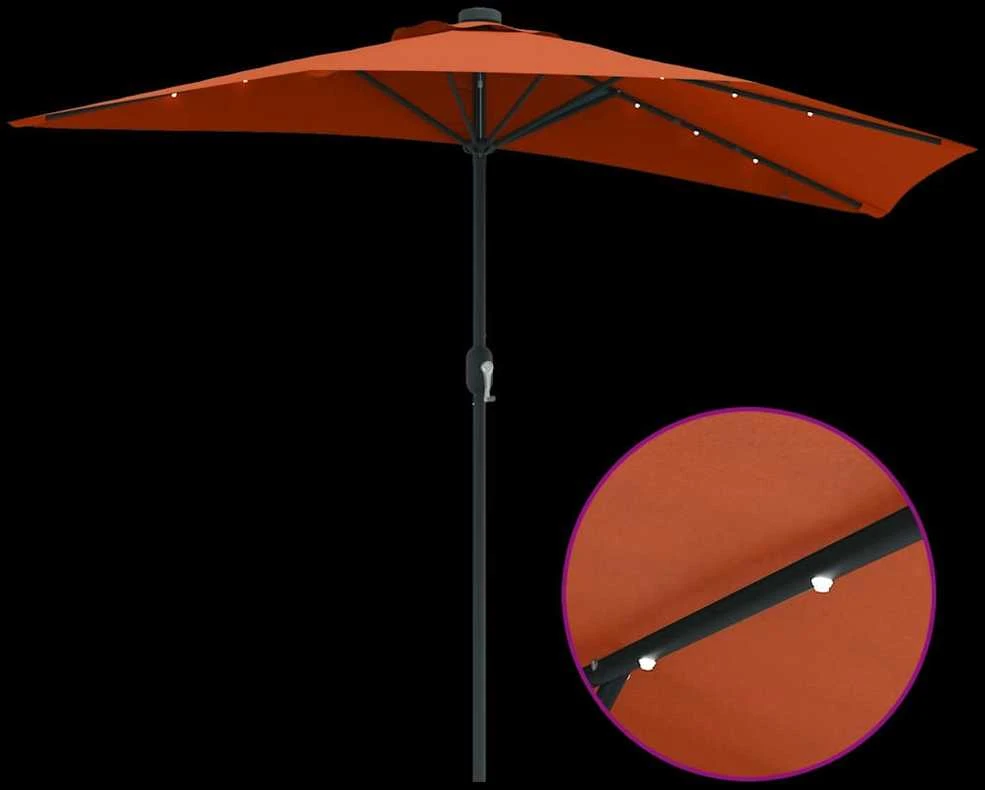 Sodo skėtis 294 x 150 x 224 cm Poliesteris ir plienas Terakotos