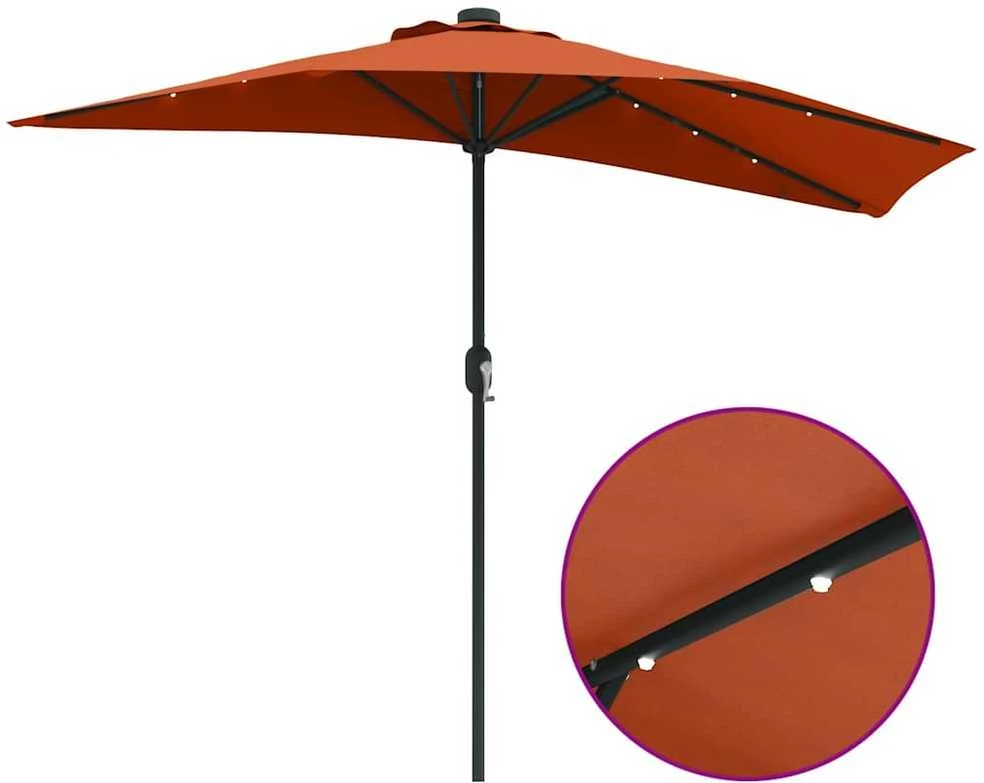 Sodo skėtis 294 x 150 x 224 cm Poliesteris ir plienas Terakotos