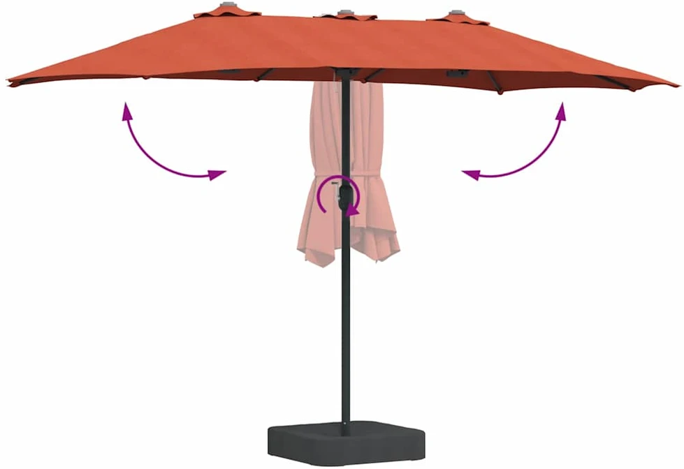 Sodo skėtis Terakotos 385 x 209 x 244 cm Poliesteris ir plienas