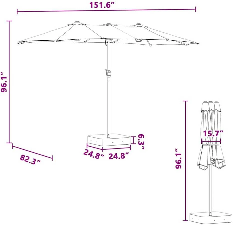 Sodo skėtis Terakotos 385 x 209 x 244 cm Poliesteris