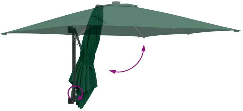 Sodo skėtis Žalia 248,5 x 247,5 x 160 cm Poliesteris ir plienas