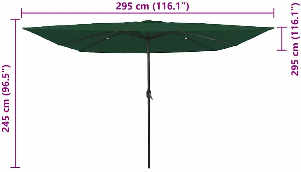 Sodo skėtis Žalia 295 x 295 x 245 cm Poliesteris ir plienas