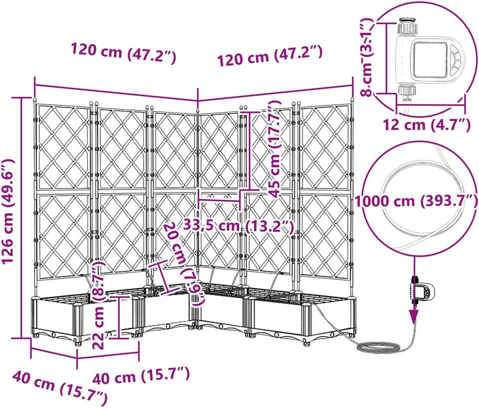 Sodo vazonas 5 vnt. Pilka 120 x 120 x 126 cm PP
