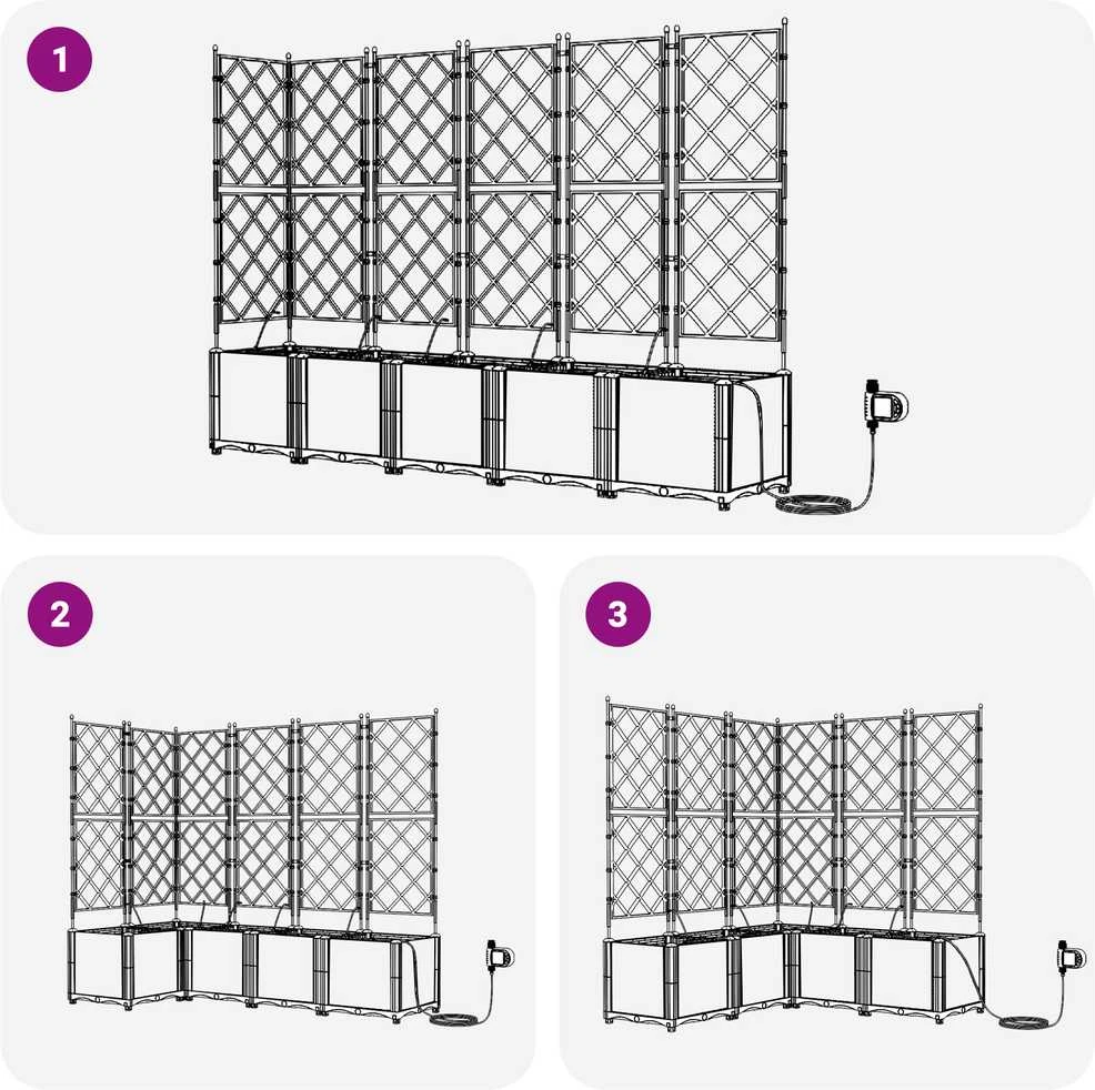 Sodo vazonas 5 vnt. Pilka 120 x 120 x 142 cm PP