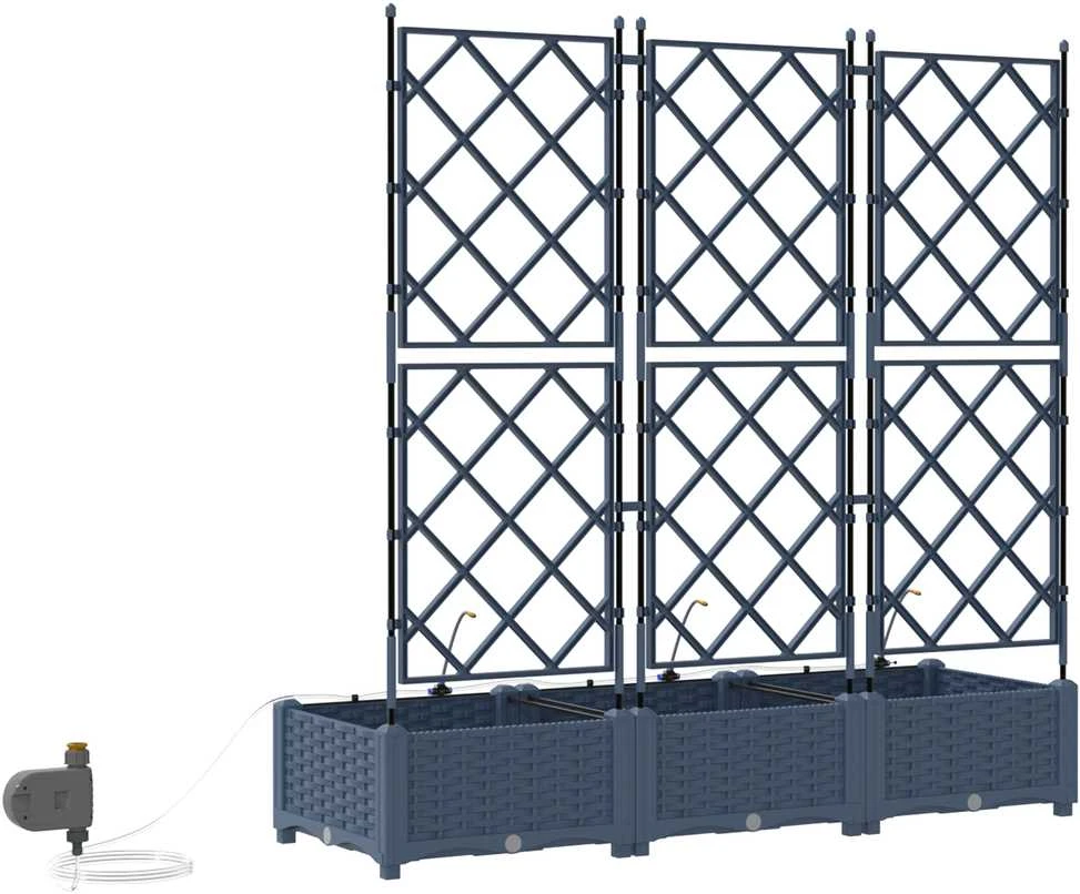 Sodo vazonas 3 vnt. Pilka 120 x 40 x 126 cm PP