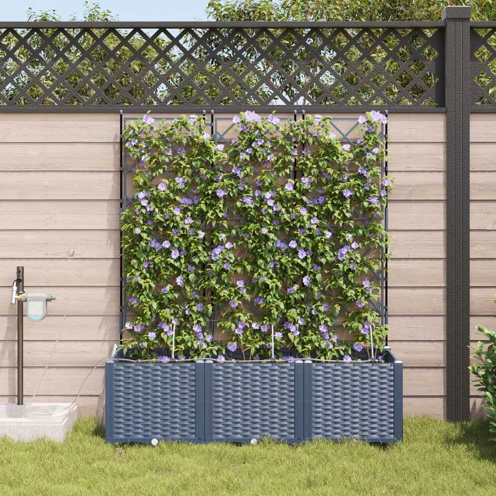 Sodo vazonas 3 vnt. Pilka 120 x 40 x 142 cm PP