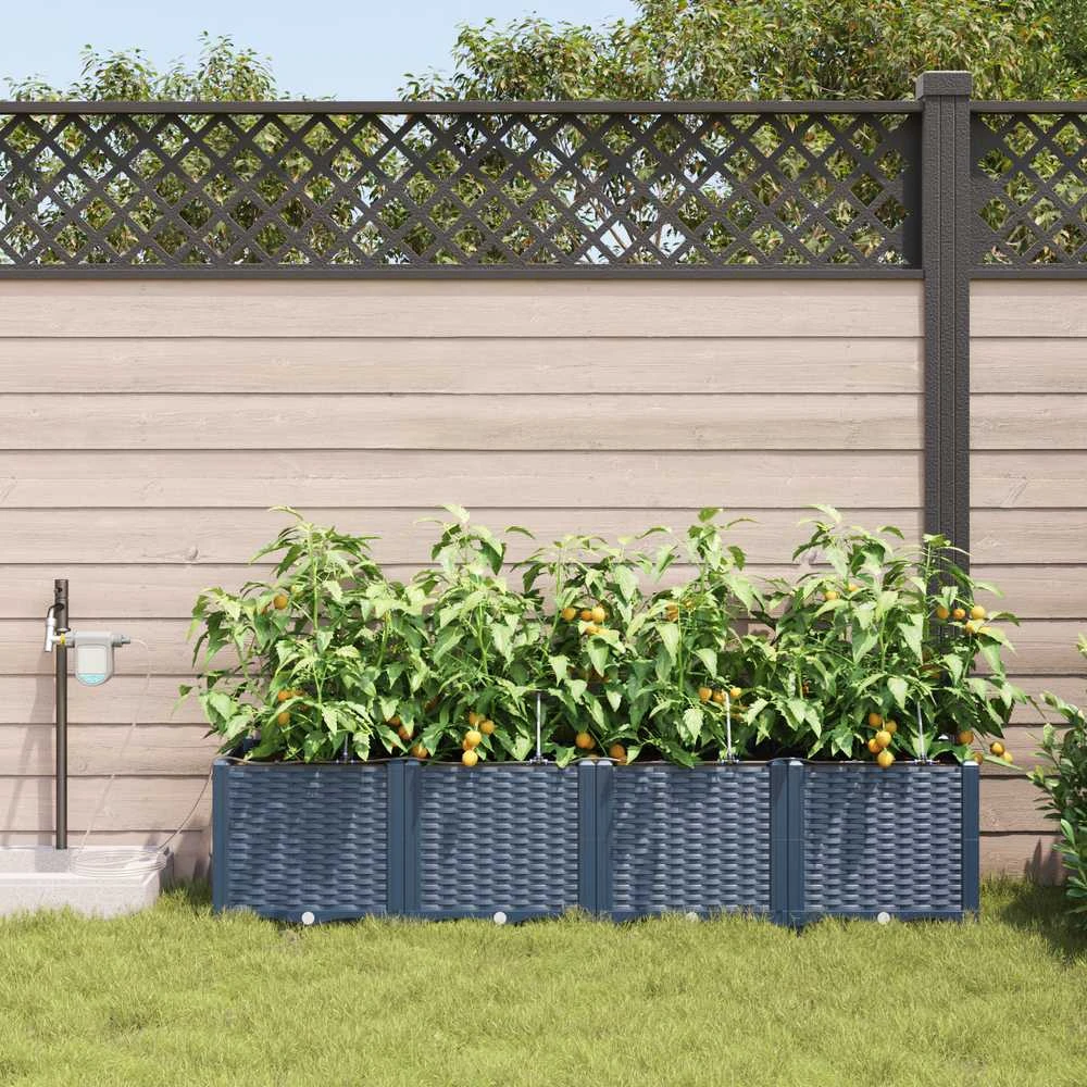 Sodo vazonas 4 vnt. Pilka 160 x 40 x 37,5 cm PP
