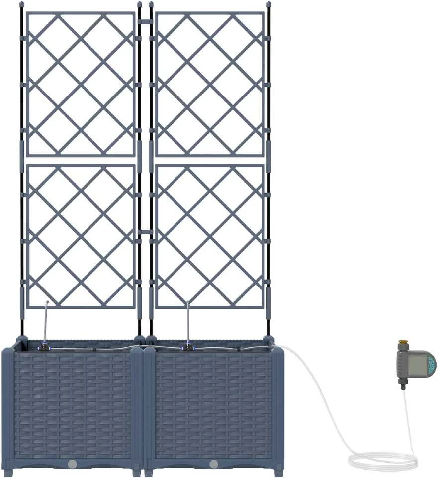 Sodo vazonas 2 vnt. Pilka 80 x 40 x 142 cm PP