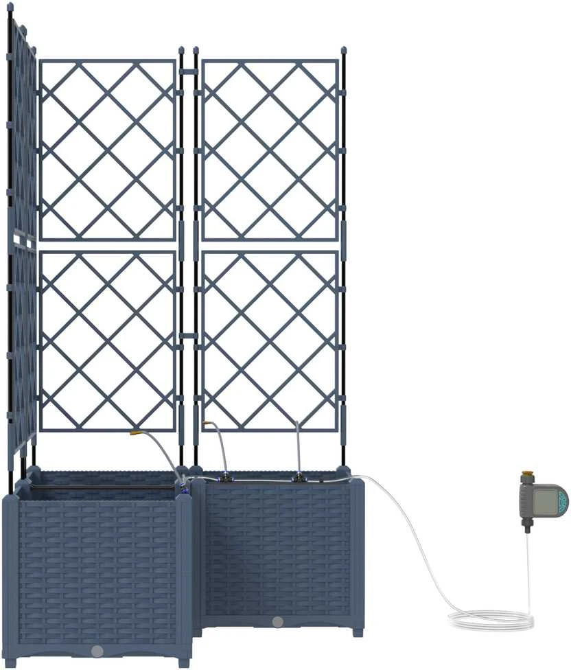 Sodo vazonas 3 vnt. Pilka 80 x 80 x 142 cm PP