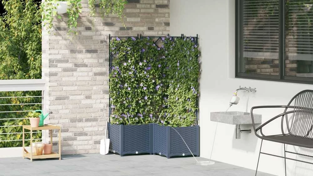 Sodo vazonas 3 vnt. Pilka 80 x 80 x 142 cm PP