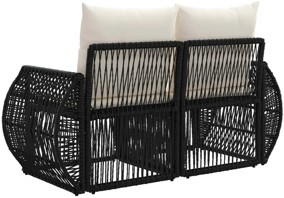 Sodo sofa 2-Vietų skaičius Juoda poliratanas
